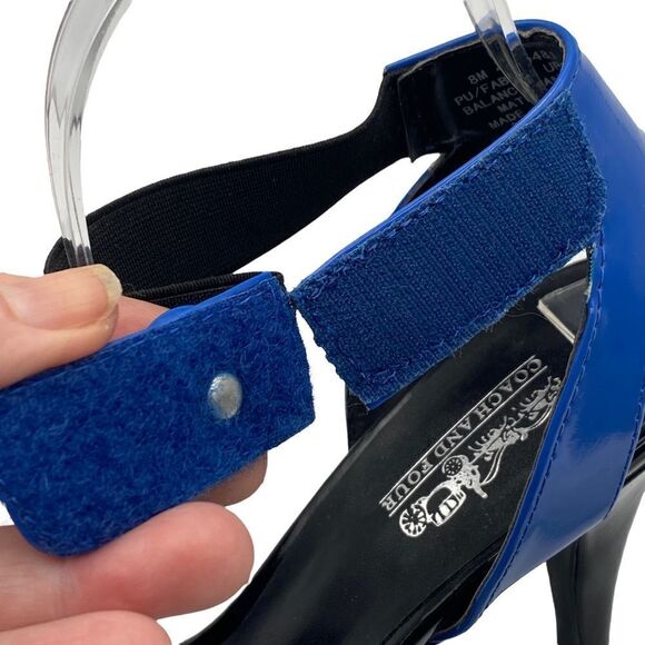 Coach Blue Ankle Velcro Strap Patent Shoes Size 8 - Picture 9 of 10